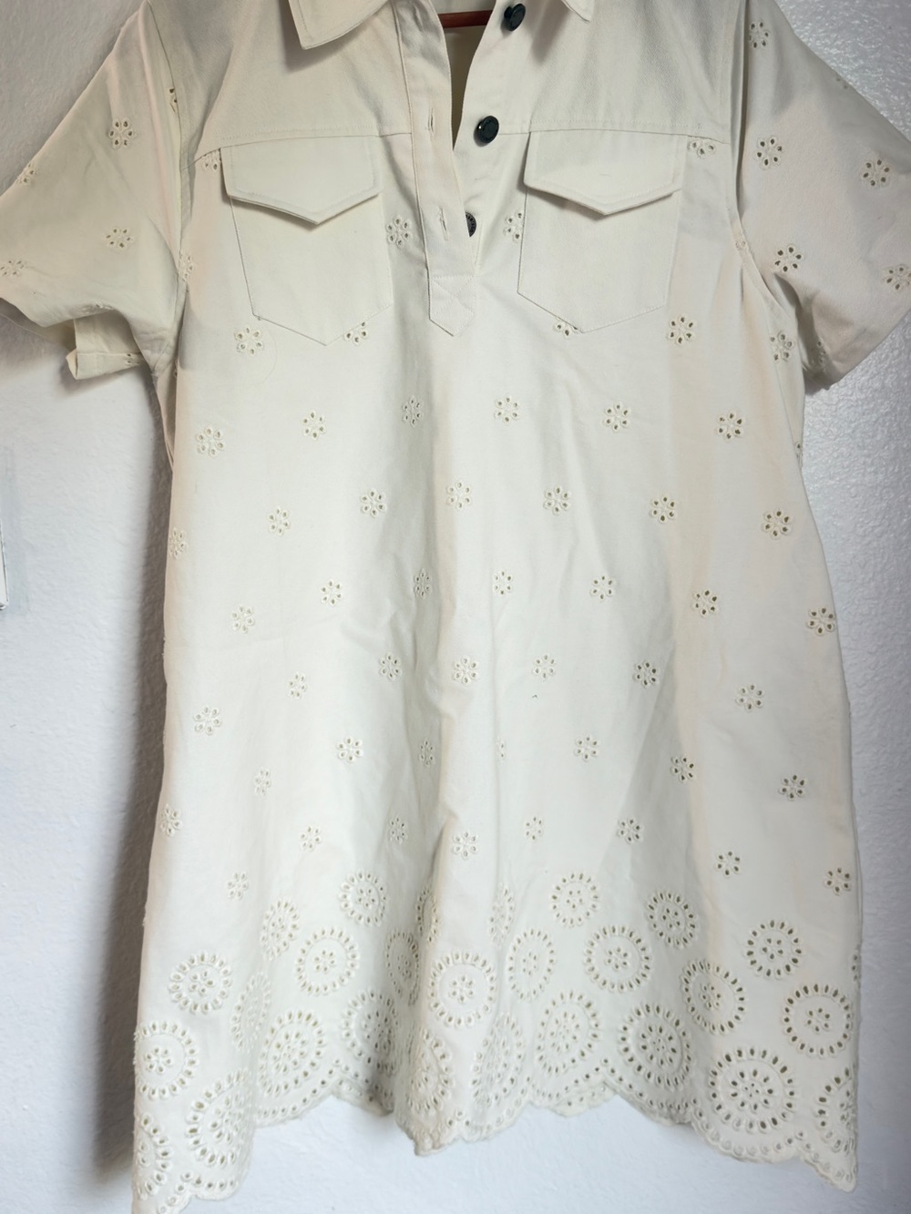 En Saison Ivory Eyelet Embroidered Shirt Dress Size L